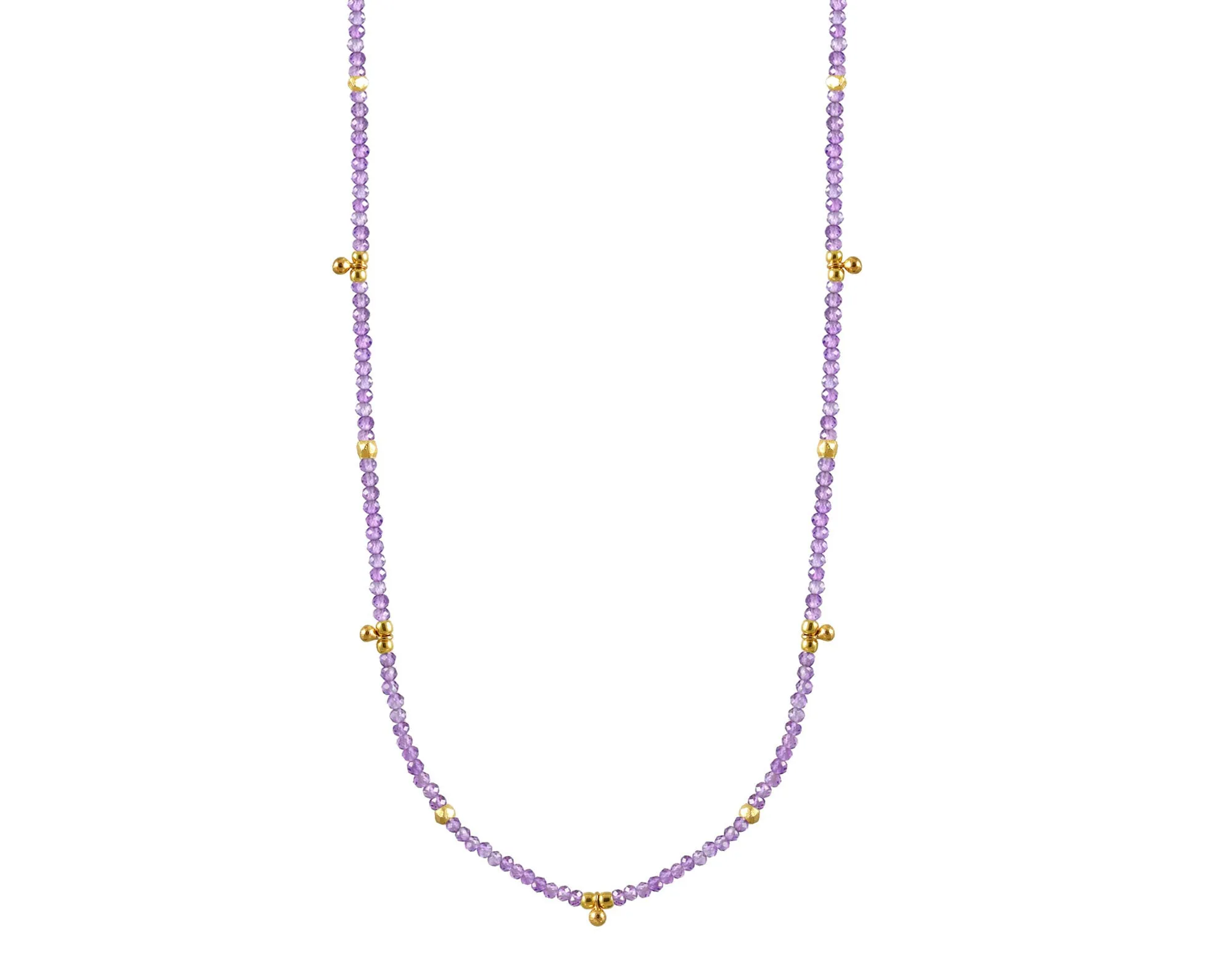 Alicia Van Fleteren 16" Amethyst Tiny Gold Ball Charms Necklace