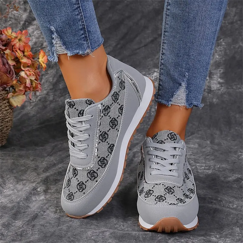 Christina  Blumenmuster Damen Sneaker Leicht und Atmungsaktiv