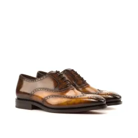 DapperFam Aeron in Cognac / Brown Men's Hand-Painted Patina Full Brogue