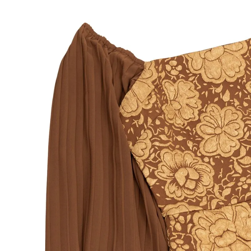 Dorothy Square Collar Jacquard Buttock Slit Dress