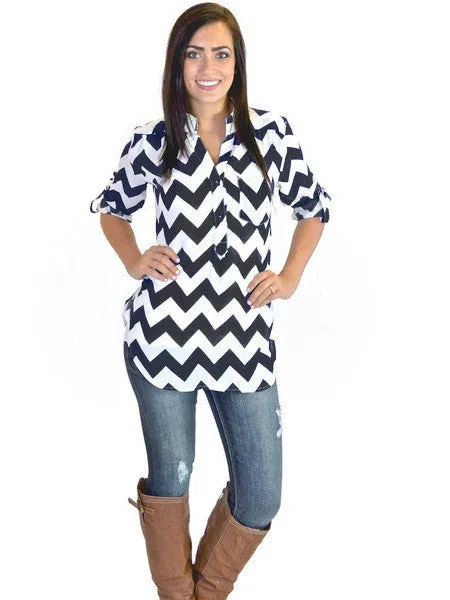 High Expectations Top - Black Chevron