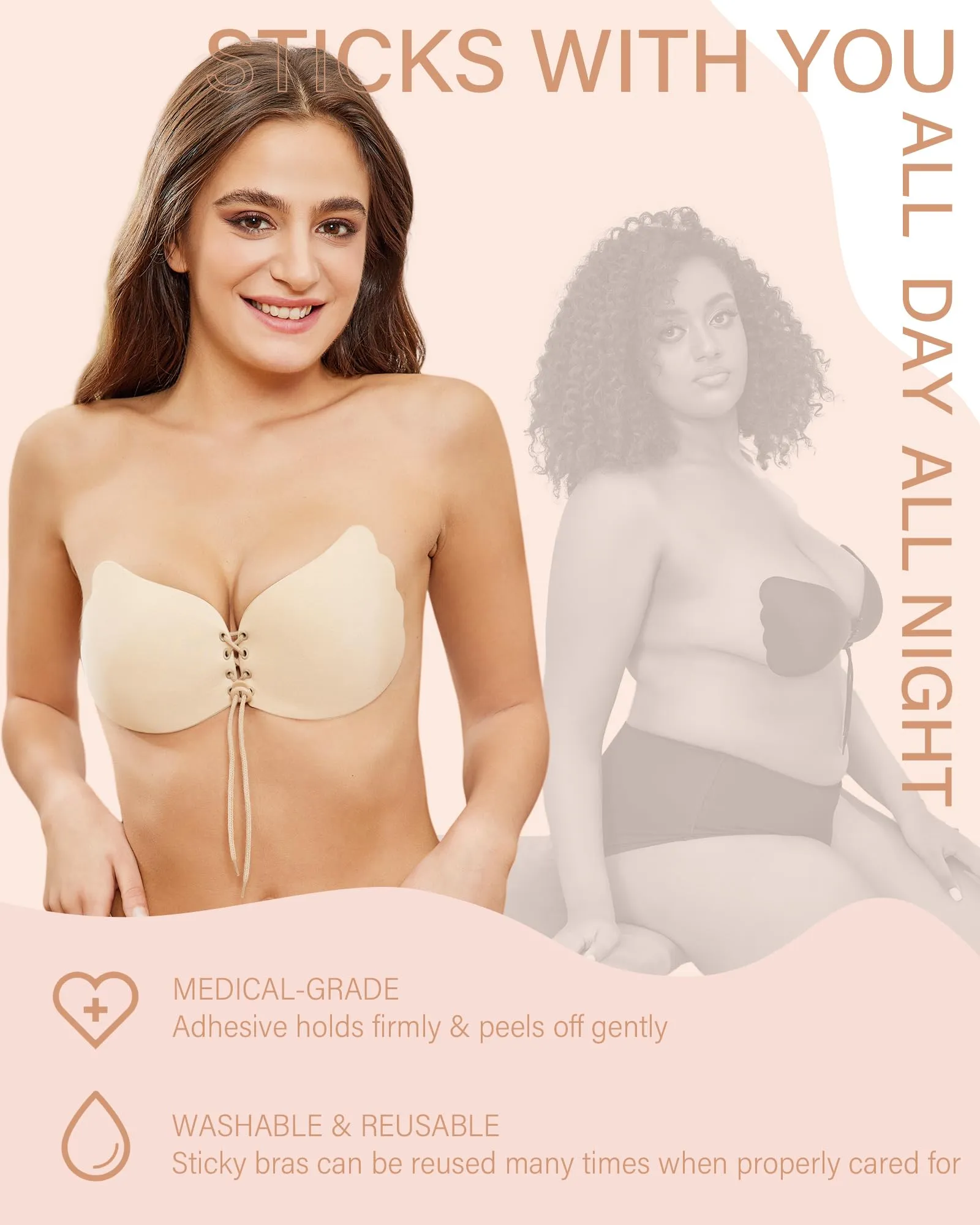 HORISUN  Invisible Backless Strapless Sticky Bras