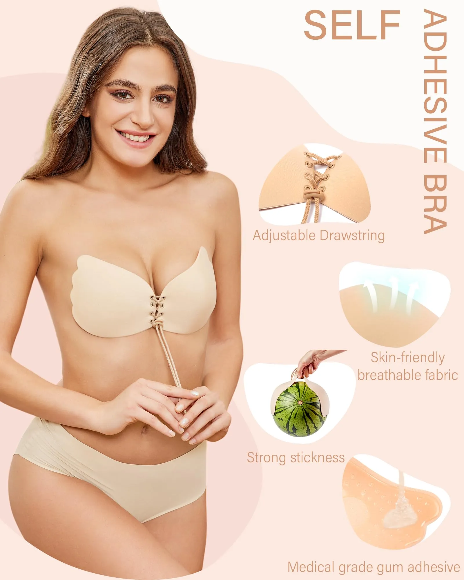 HORISUN  Invisible Backless Strapless Sticky Bras