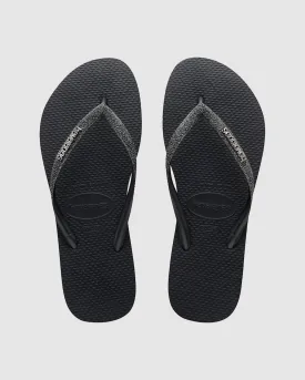 SLIM METAL LOGO GLITTER THONGS