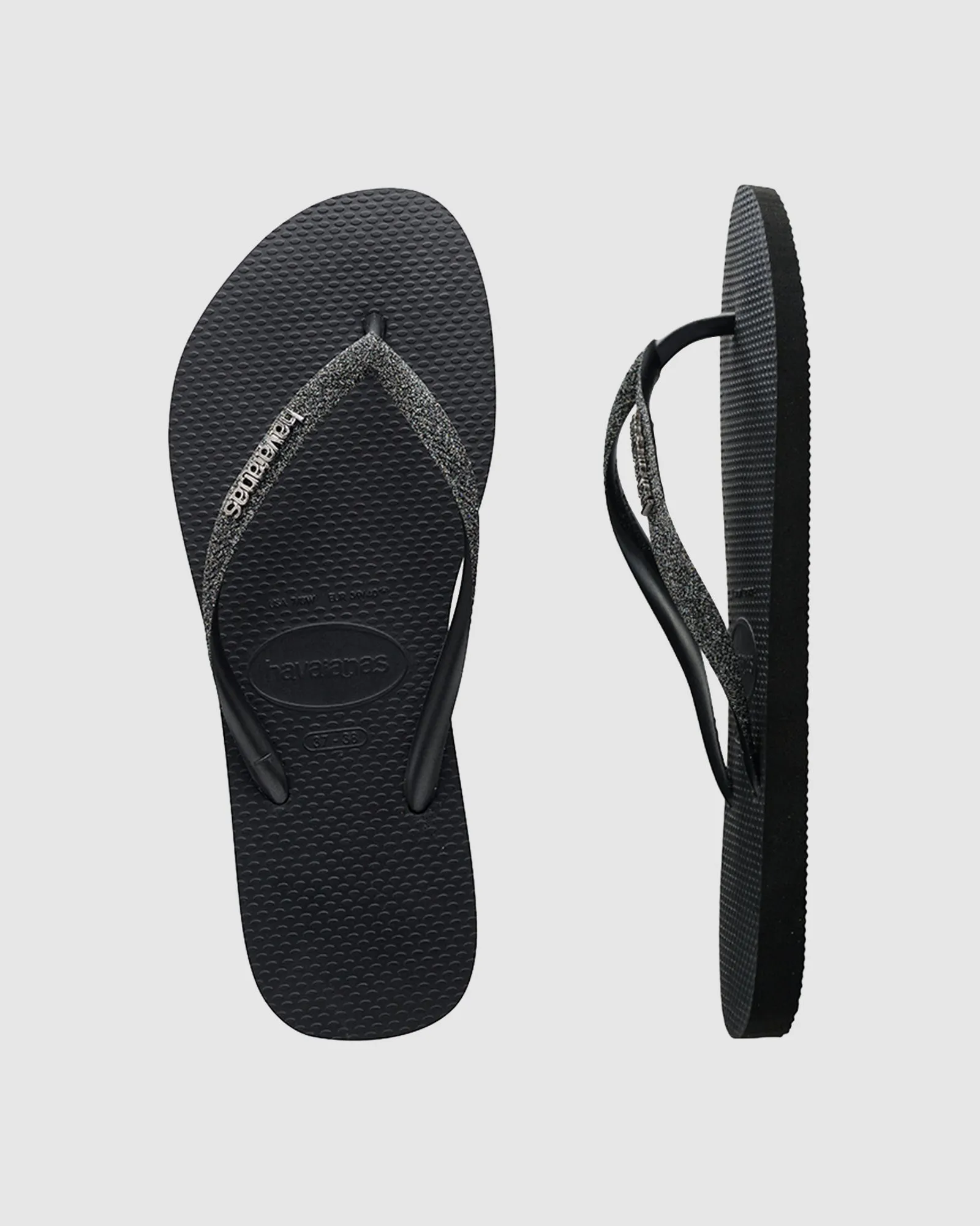 SLIM METAL LOGO GLITTER THONGS