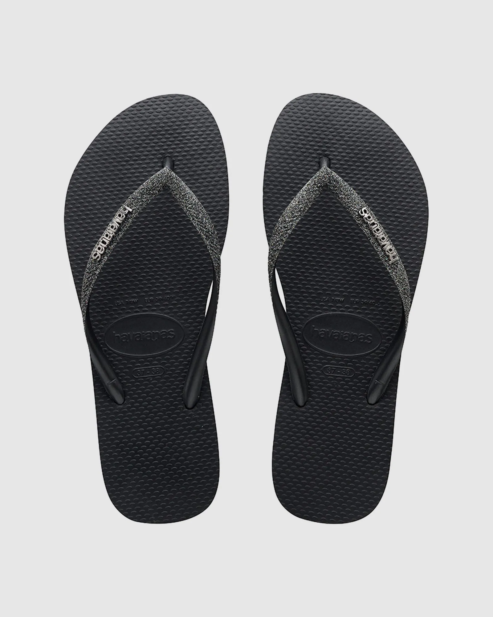 SLIM METAL LOGO GLITTER THONGS