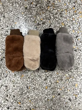 Solid Faux Fur Mittens