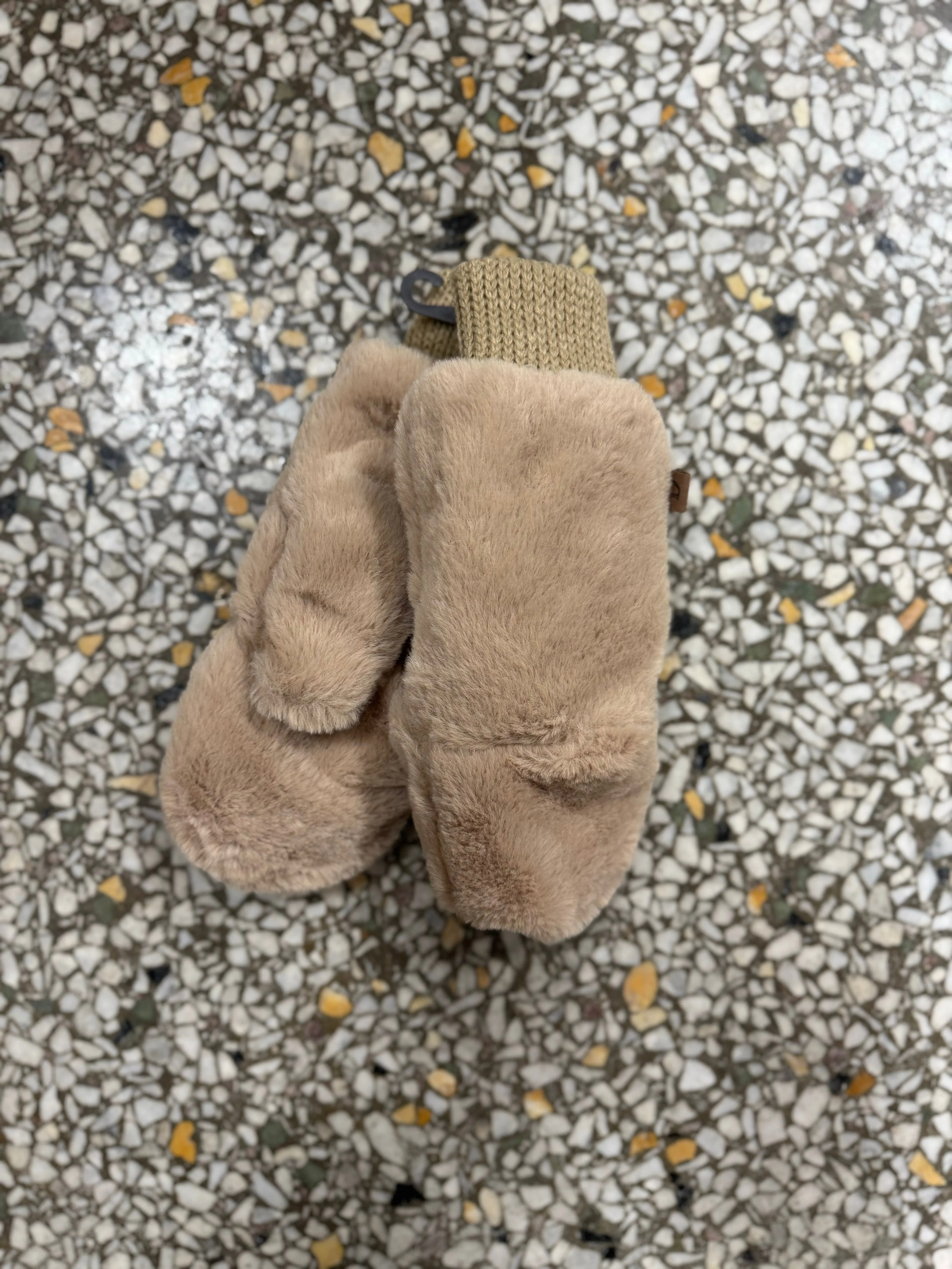 Solid Faux Fur Mittens
